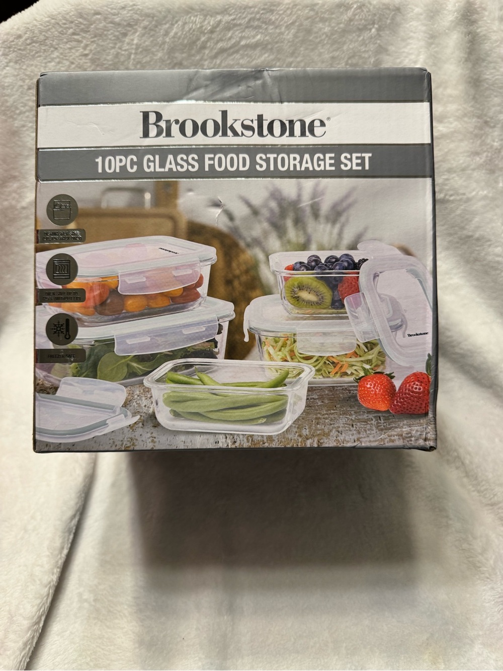 Brookstone Clear Glass Food Storage Set with White Lids